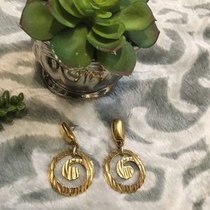 Vintage Gold Swirl Circle Earrings Women’s Retro